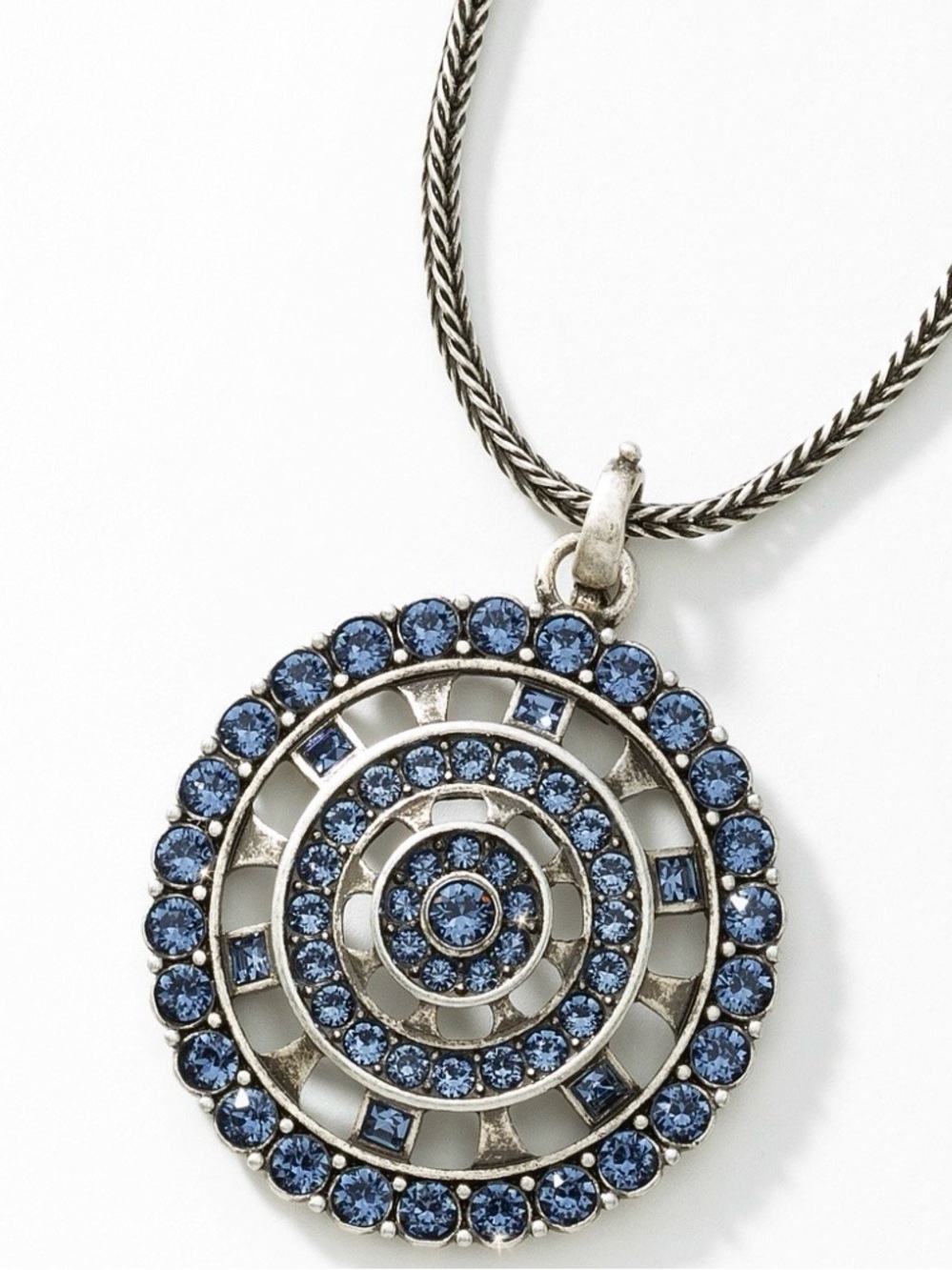 Denim Medallion Necklace from Touchstone Crystal by Swarovski